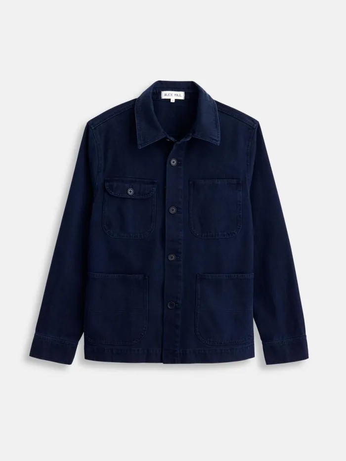 Alex Mill Garment Dyed Work Jacket In Recycled Denim Dark Navy Men Jackets Coats