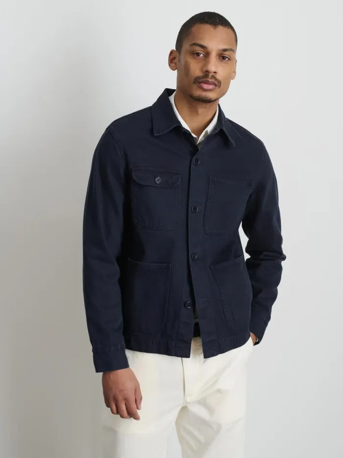Alex Mill Garment Dyed Work Jacket In Recycled Denim Dark Navy Men Jackets Coats