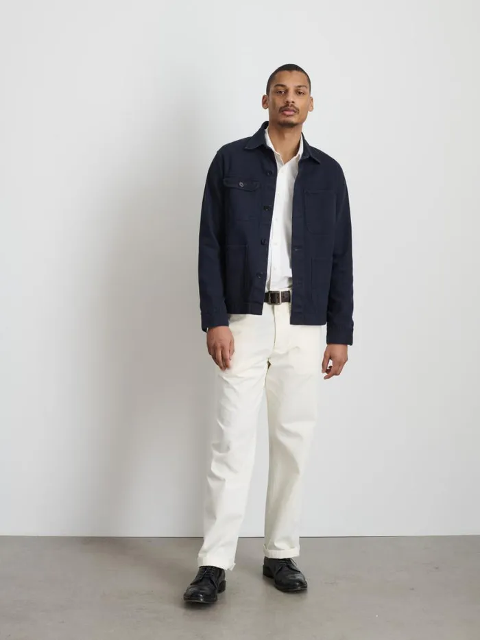 Alex Mill Garment Dyed Work Jacket In Recycled Denim Dark Navy Men Jackets Coats