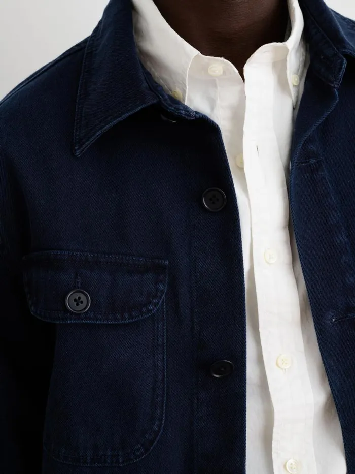 Alex Mill Garment Dyed Work Jacket In Recycled Denim Dark Navy Men Jackets Coats