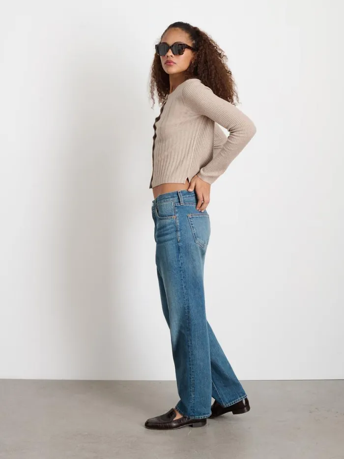 Alex Mill Kristin Ribbed Cardigan Pumice Women Sweaters