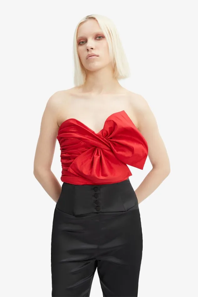 Bardot Corsets Women Lexana Bow Bustier In Fire Red Fire Red Bardot Corsets Women Lexana Bow Bustier In Fire Red Fire Red