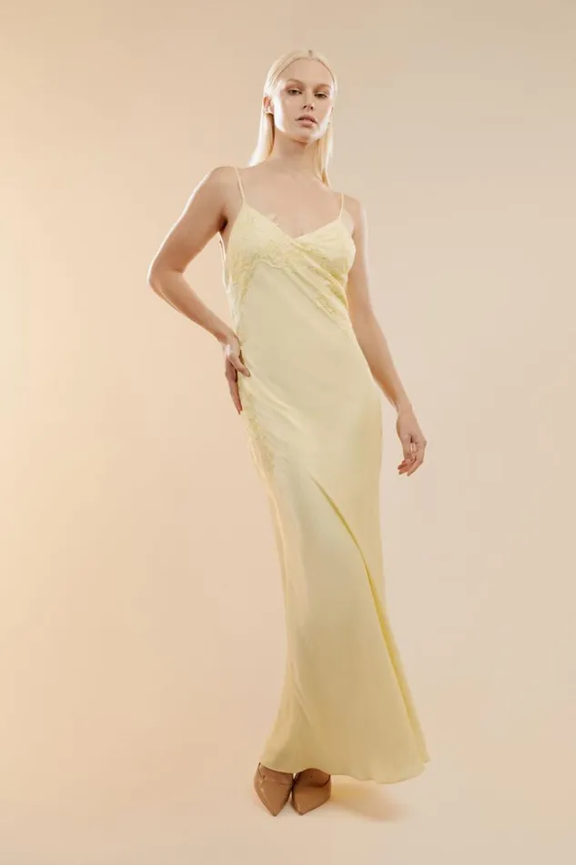 Bardot Occasion Dresses Women Avoco Lace Detail Midi Dress In Canary Yellow Canary Yellow
