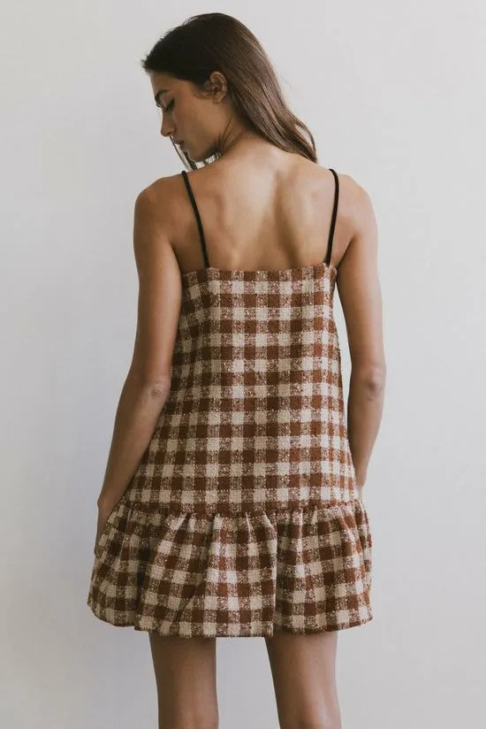 Bohme Blair Checkered Dress Cognac Women Dresses
