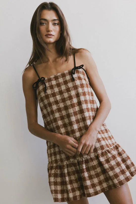 Bohme Blair Checkered Dress Cognac Women Dresses