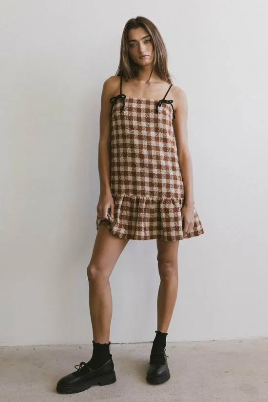 Bohme Blair Checkered Dress Cognac Women Dresses