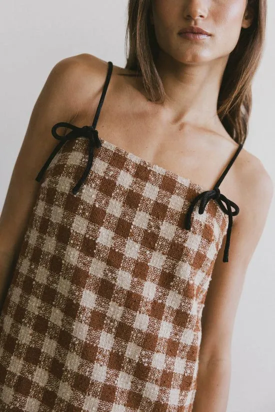 Bohme Blair Checkered Dress Cognac Women Dresses