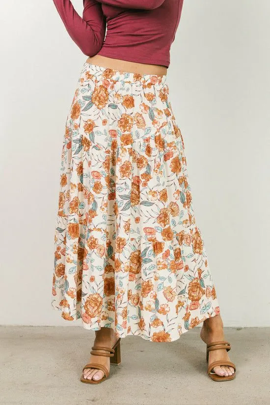 Bohme Moss Floral Midi Skirt Ivory Women Skirts