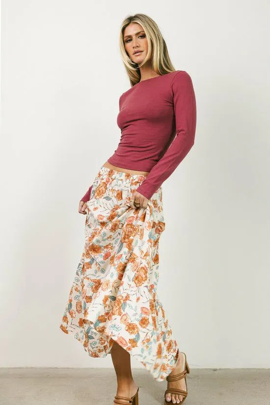 Bohme Moss Floral Midi Skirt Ivory Women Skirts