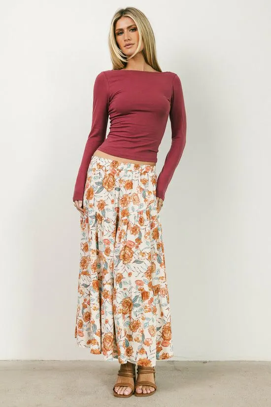 Bohme Moss Floral Midi Skirt Ivory Women Skirts