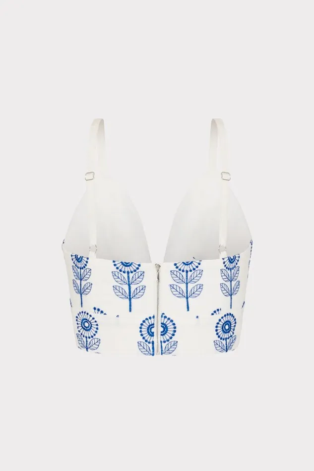 Milly Matching Sets Women Poppy Embroidery Top Whiteblue Milly Matching Sets Women Poppy Embroidery Top Whiteblue