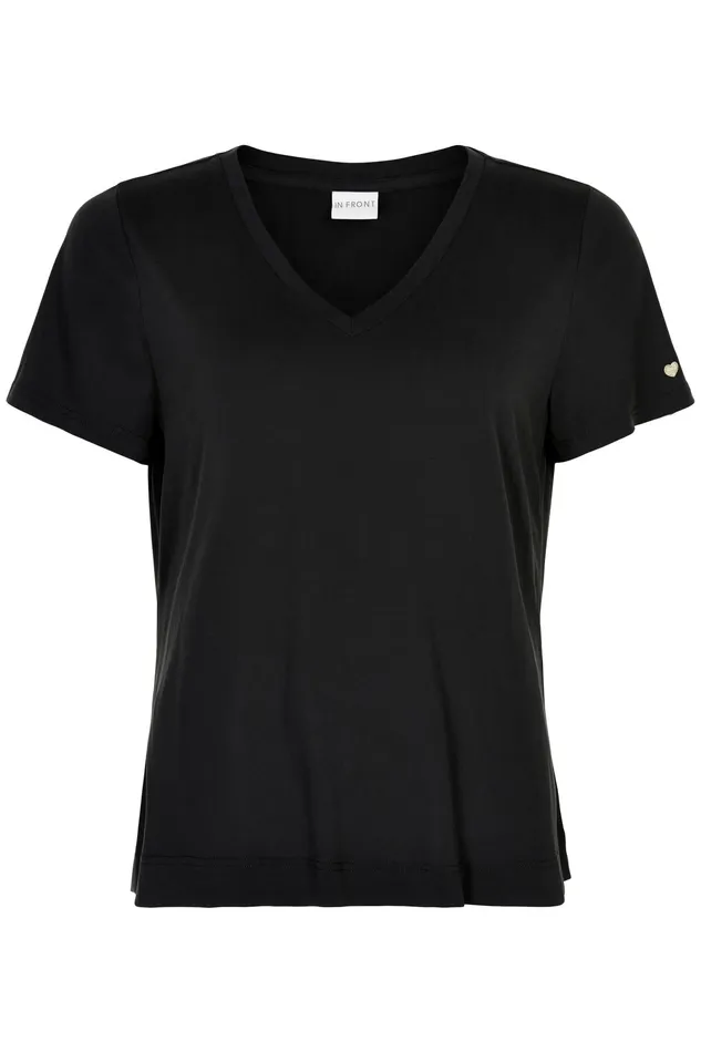 NINA VNECK TSHIRT 14919 999 Black 999 Women IN FRONT TOPS TSHIRTS