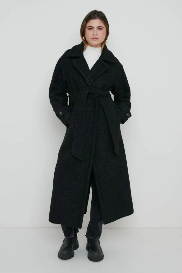 Pretty Lavish Outerwear Grayson Boucle Oversized Coat Black 8211 Women