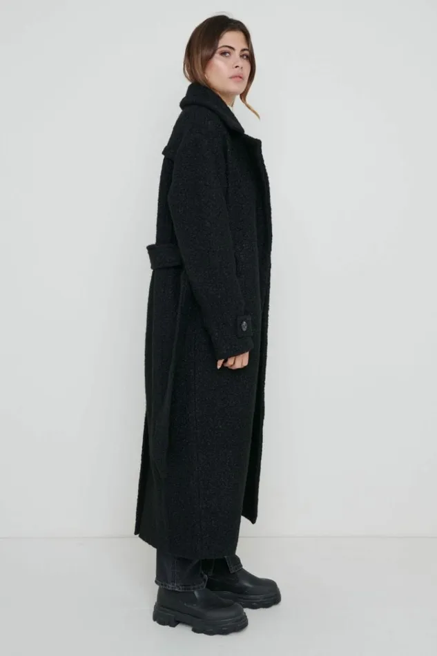 Pretty Lavish Outerwear Grayson Boucle Oversized Coat Black 8211 Women