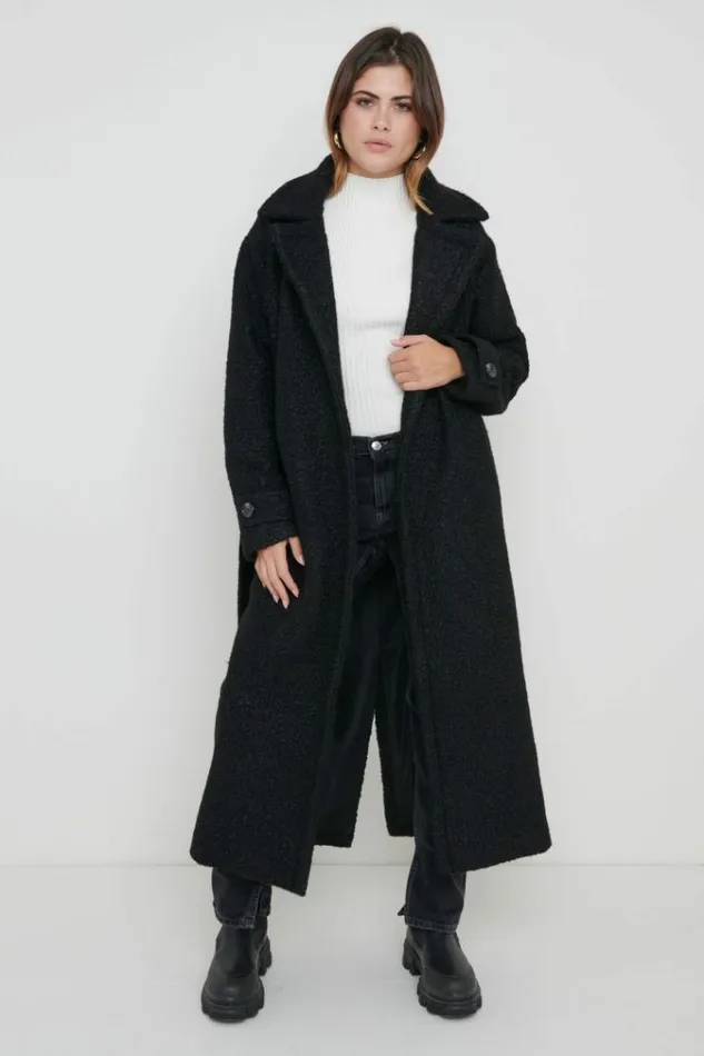Pretty Lavish Outerwear Grayson Boucle Oversized Coat Black 8211 Women