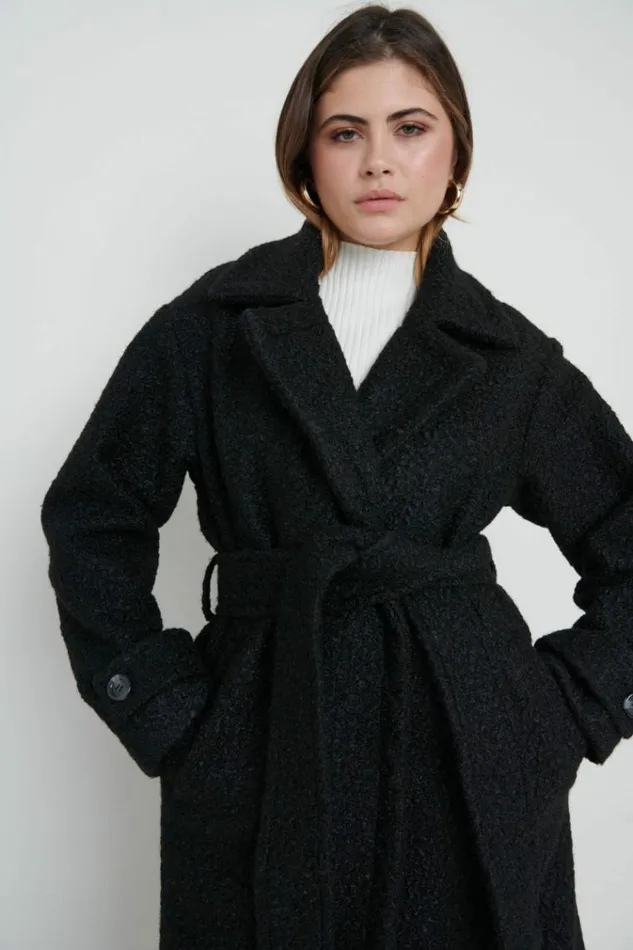 Pretty Lavish Outerwear Grayson Boucle Oversized Coat Black 8211 Women