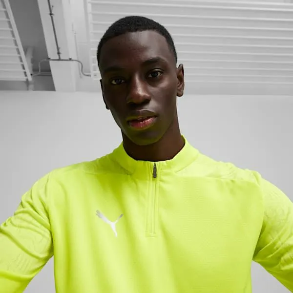Puma TShirts and Tops TeamFINAL 039s Soccer QuarterZip Pullover Electric Limepuma Silver 8211 Men Puma TShirts and Tops TeamFINAL 039s Soccer QuarterZip Pullover Electric Limepuma Silver 8211 Men