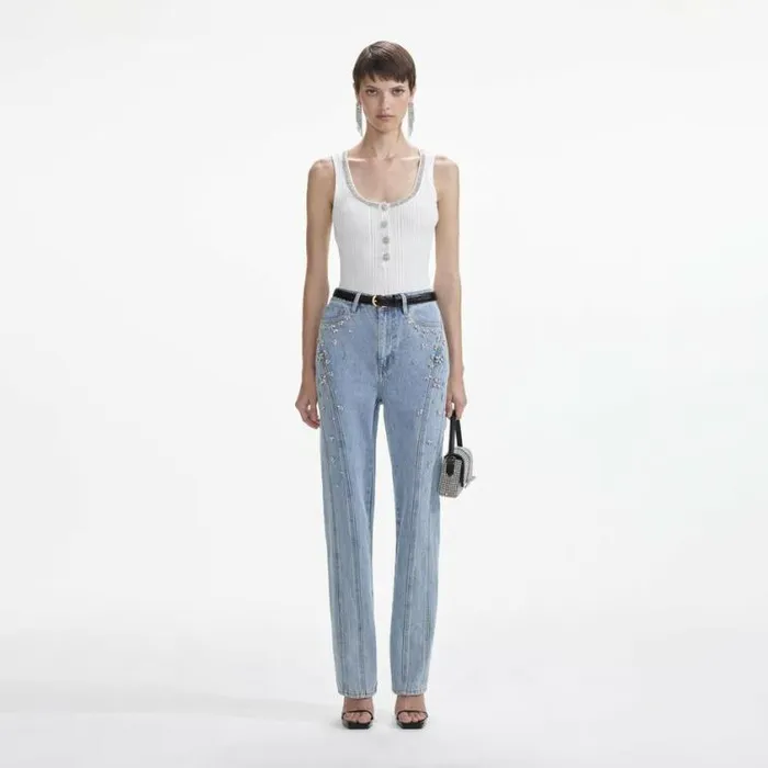 Self Portrait Denim Crystal Embellished Denim Jeans 8211 Women