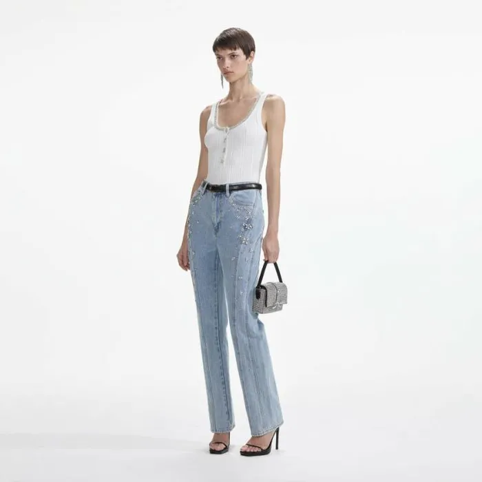 Self Portrait Denim Crystal Embellished Denim Jeans 8211 Women