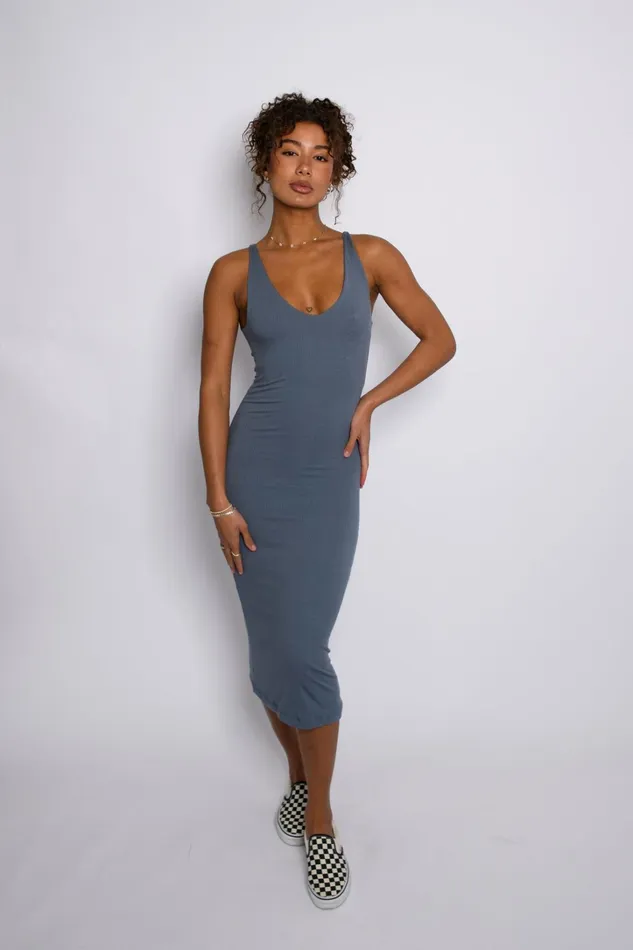 Skatie Dresses Kelsey Dress Ribbed Denim 8211 Women
