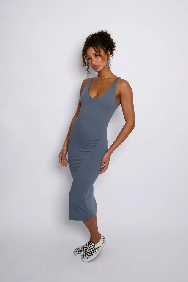 Skatie Dresses Kelsey Dress Ribbed Denim 8211 Women