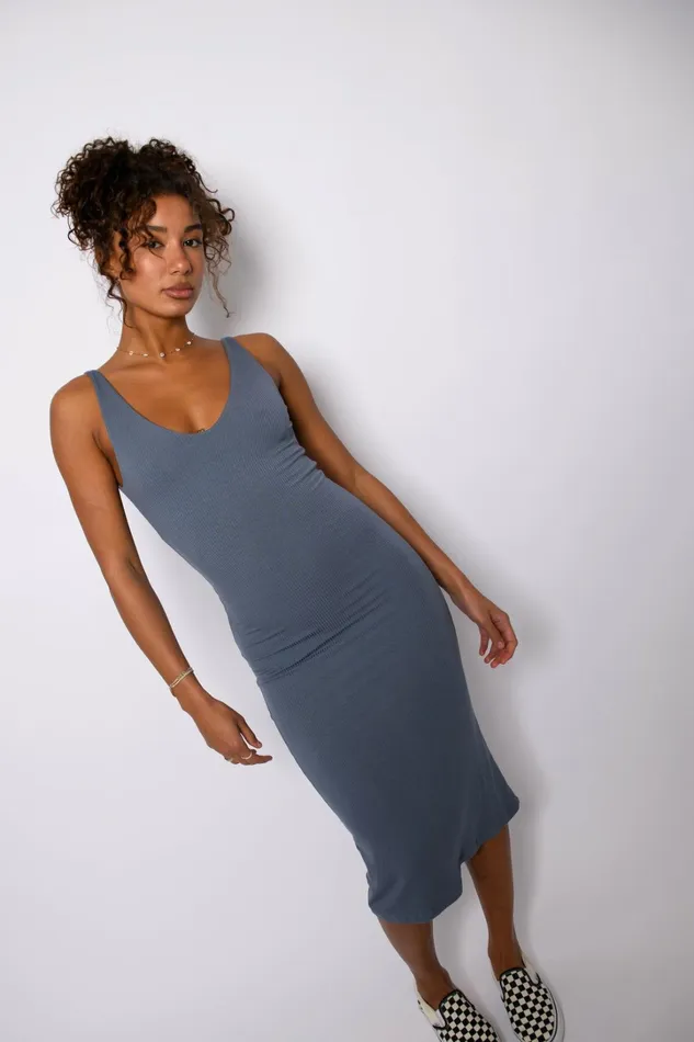 Skatie Dresses Kelsey Dress Ribbed Denim 8211 Women
