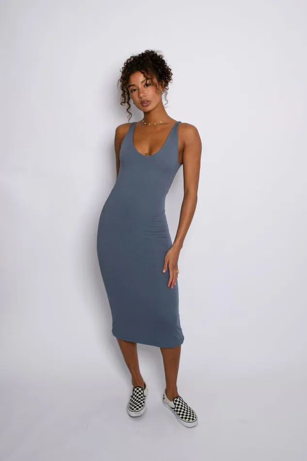 Skatie Dresses Kelsey Dress Ribbed Denim 8211 Women
