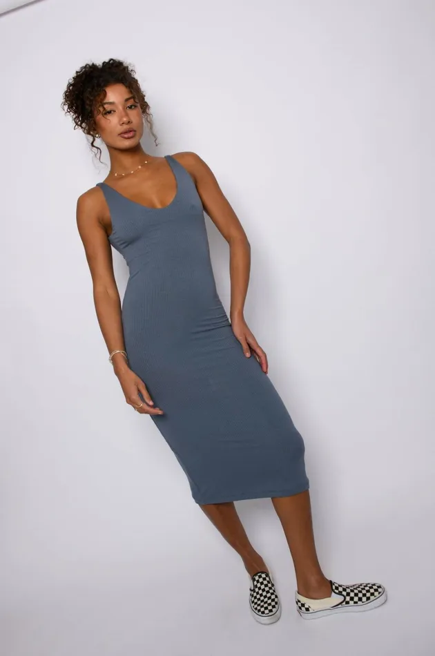 Skatie Dresses Kelsey Dress Ribbed Denim 8211 Women