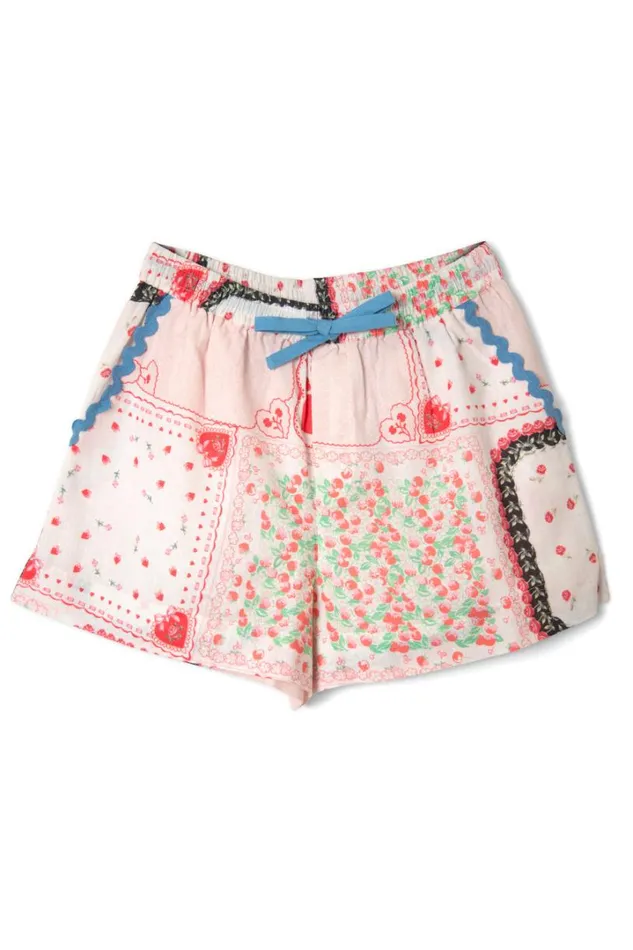 Women Coords Damson Madder Hanky Hearts Print Pull On Shorts