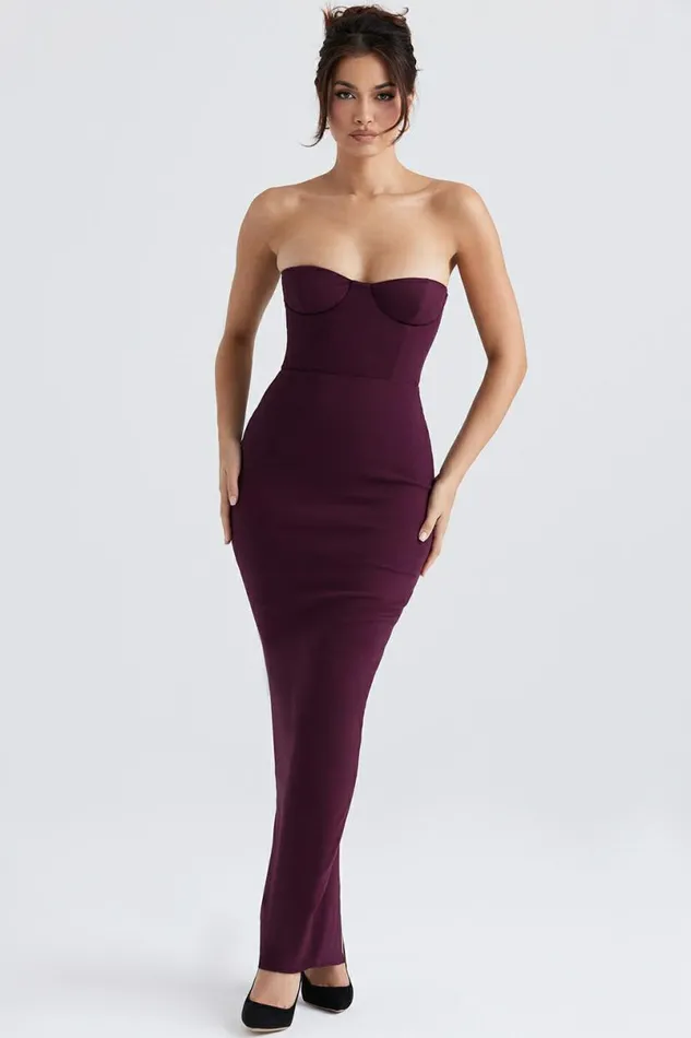Women Lucia Grape Strapless Corset Maxi Dress House Of CB Dresses