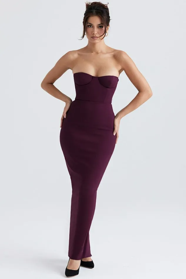 Women Lucia Grape Strapless Corset Maxi Dress House Of CB Dresses