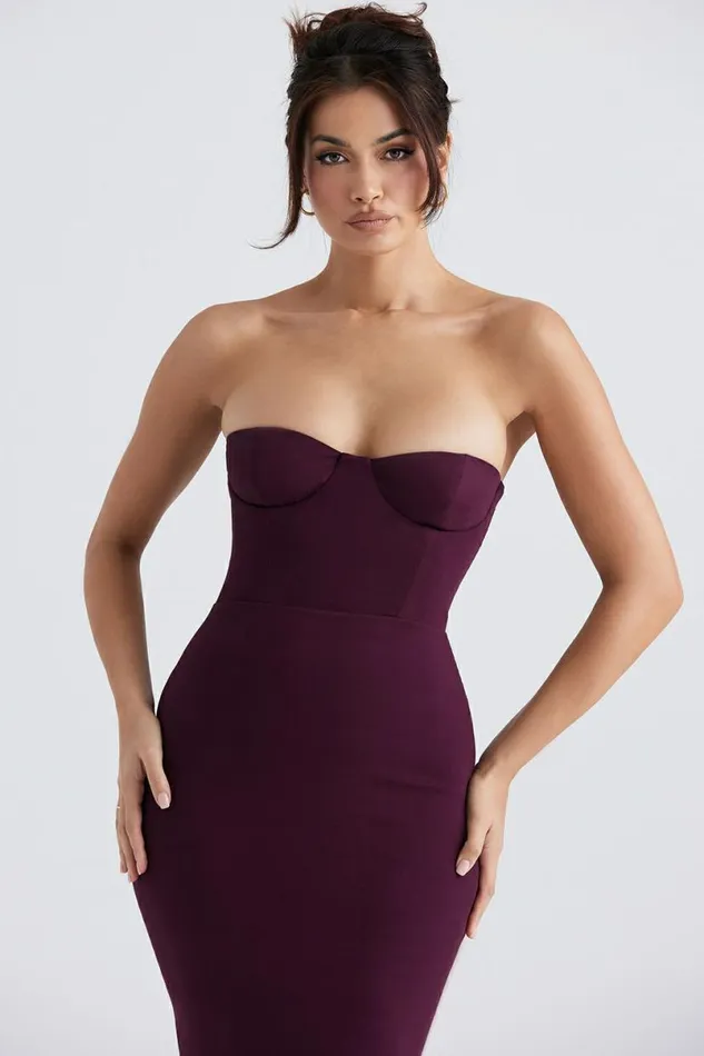 Women Lucia Grape Strapless Corset Maxi Dress House Of CB Dresses
