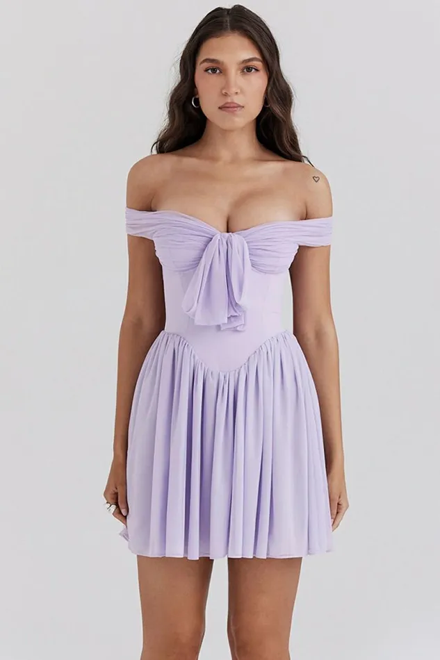 Women Soleil Orchid Off Shoulder Mini Dress House Of CB Dresses