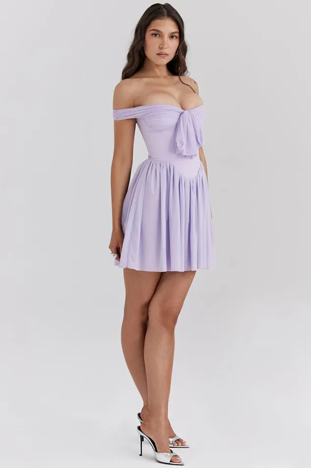 Women Soleil Orchid Off Shoulder Mini Dress House Of CB Dresses