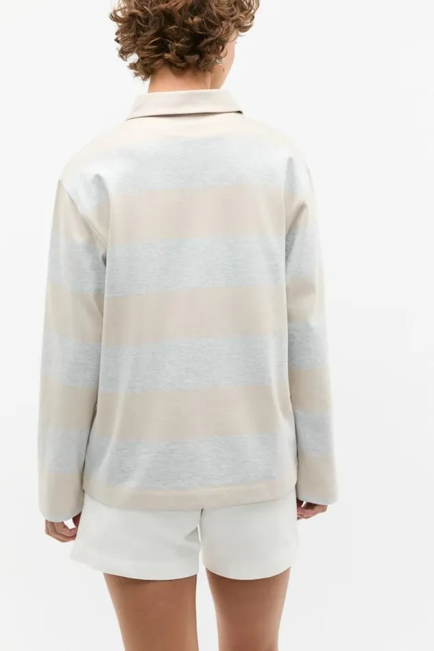 Women TShirts and Tops Seed Heritage Rugby Oversized Sweat Vintage Grey Marle Stripe