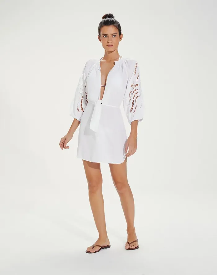 Women ViX Paula Hermanny Cover Ups Alice Short Chemise 8211 Off White