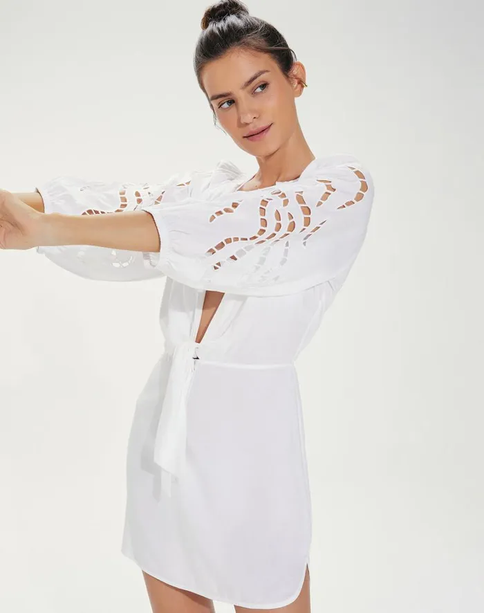 Women ViX Paula Hermanny Cover Ups Alice Short Chemise 8211 Off White