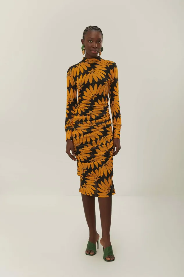 Yellow Copabanana Tulle Midi Dress Women FARM Rio Midi Dresses