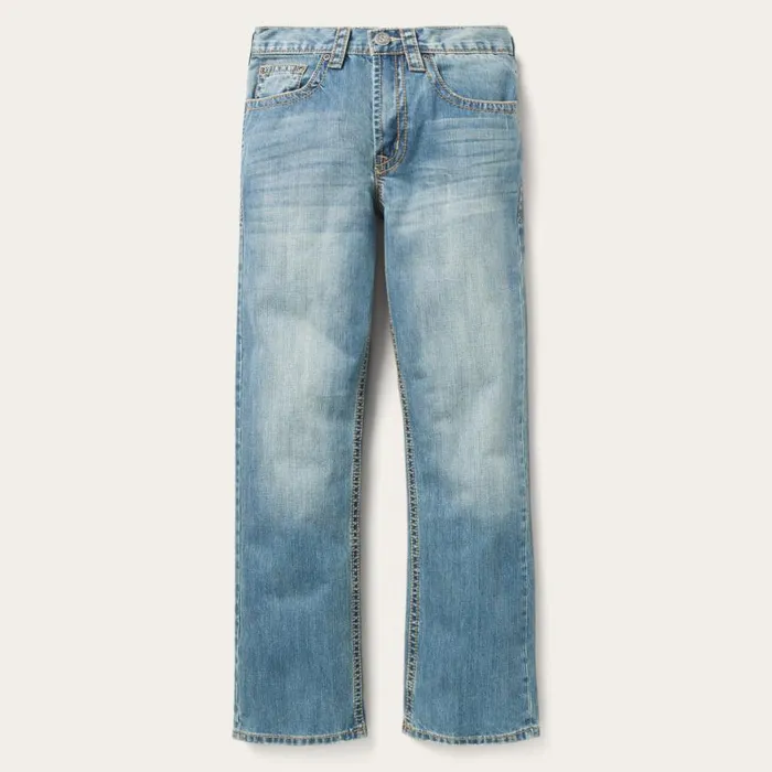 1520 Fit Light Wash Jeans With Tacking Blue Men Stetson Boot Cut