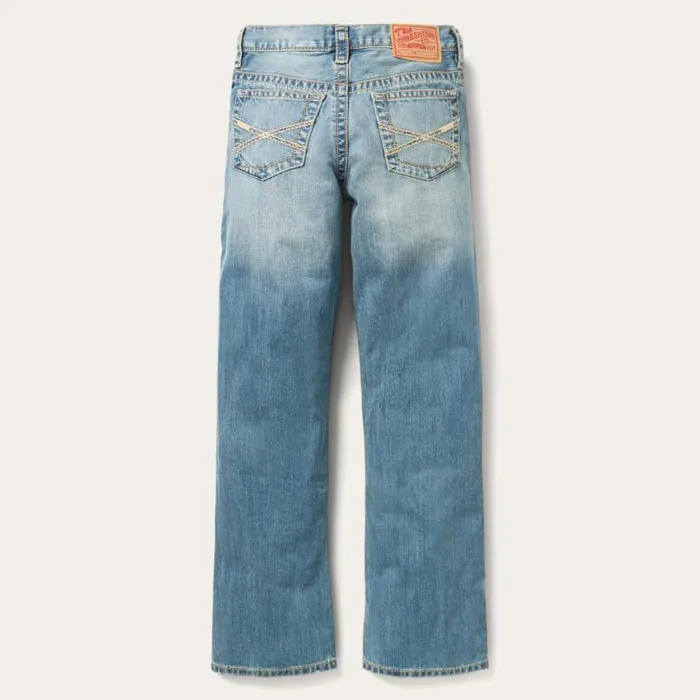 1520 Fit Light Wash Jeans With Tacking Blue Men Stetson Boot Cut