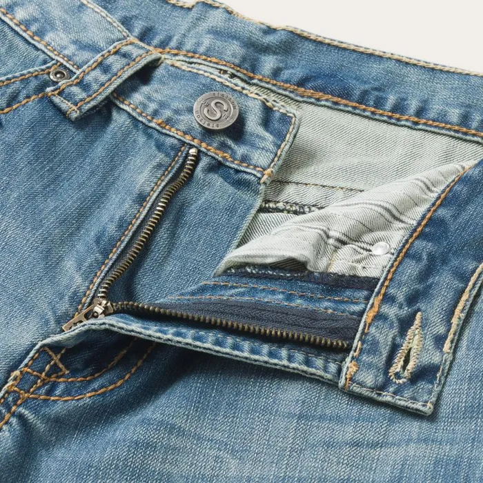 1520 Fit Light Wash Jeans With Tacking Blue Men Stetson Boot Cut