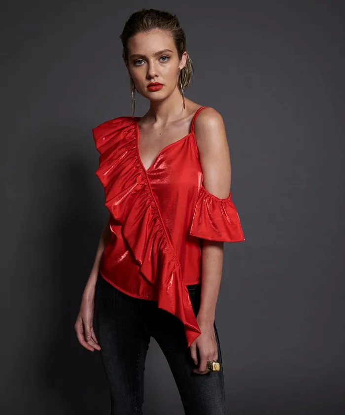 80S RED ASHLEY TOP Women One Teaspoon Tops