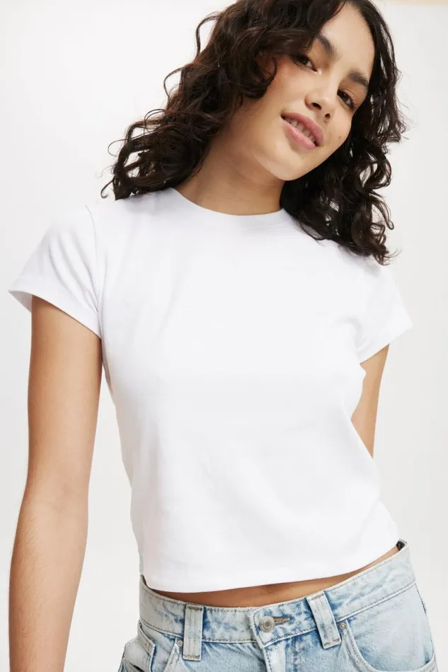 90S Baby Tee White Women Cotton On Tops