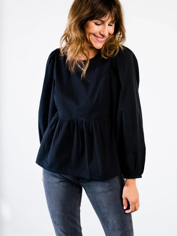Able Tops Women Lauren Babydoll Top Black