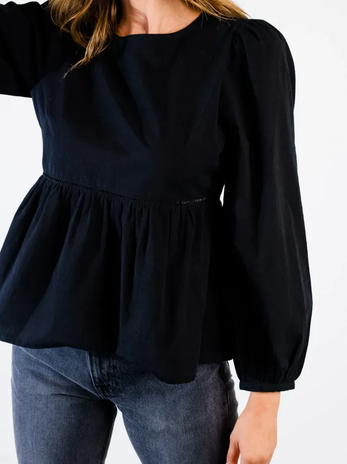 Able Tops Women Lauren Babydoll Top Black