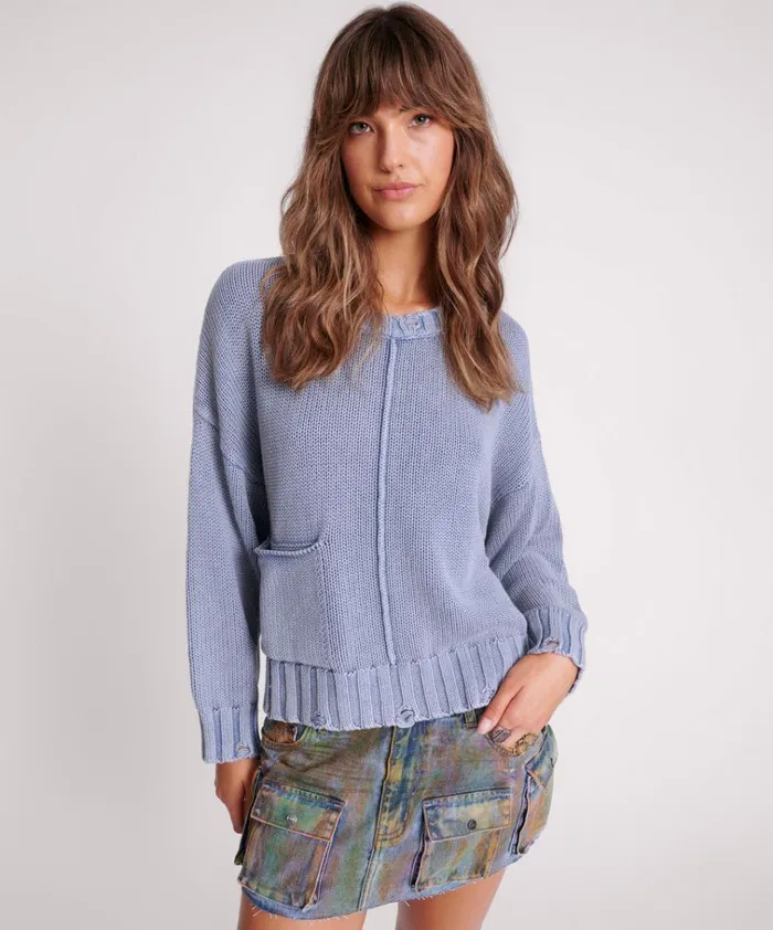 ACID WASHED OVERSIZED POCKET SWEATER Women One Teaspoon Knitwear