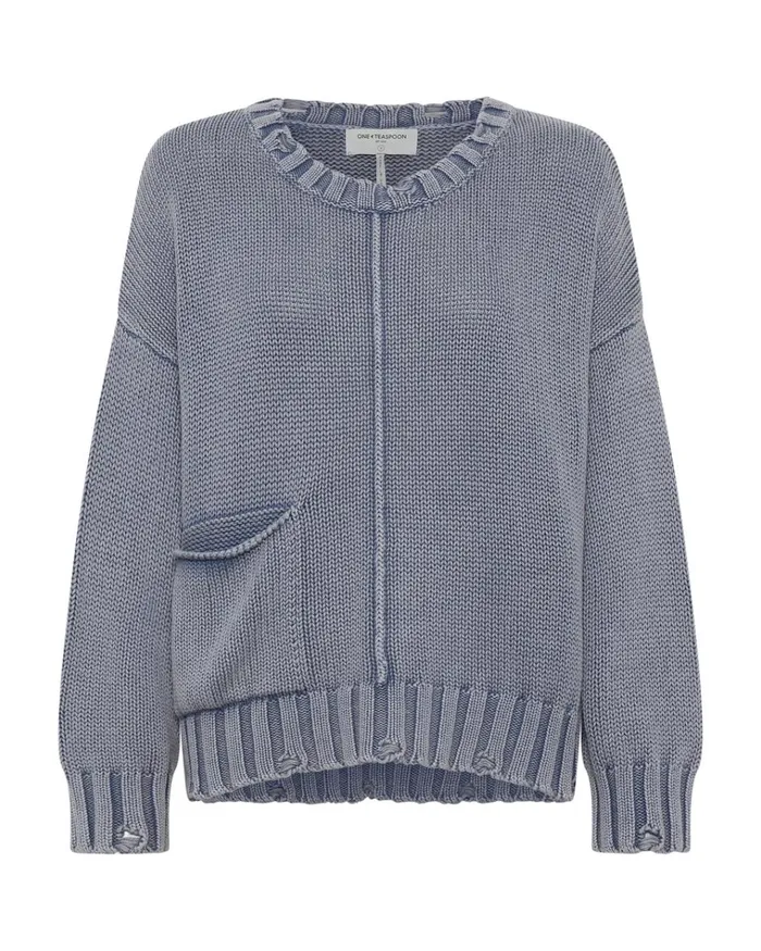 ACID WASHED OVERSIZED POCKET SWEATER Women One Teaspoon Knitwear ACID WASHED OVERSIZED POCKET SWEATER Women One Teaspoon Knitwear