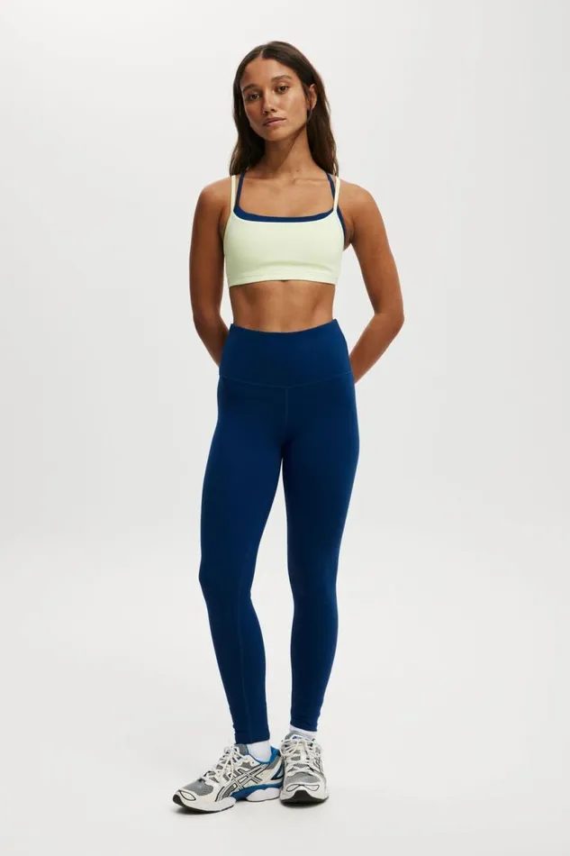 Active High Waist Core Full Length Tight Navy Peony Women Cotton On Pants