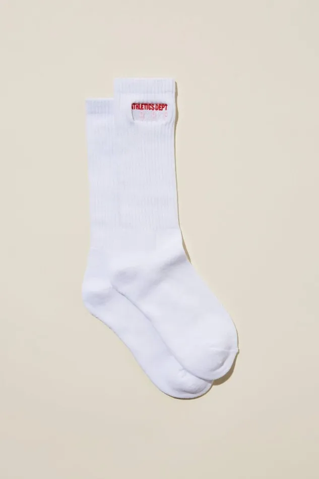 Active Tube Sock Athletics Dept White Frenchie Red Women Cotton On Accessories