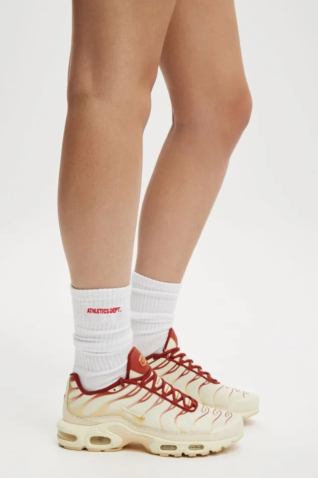 Active Tube Sock Athletics Dept White Frenchie Red Women Cotton On Accessories Active Tube Sock Athletics Dept White Frenchie Red Women Cotton On Accessories